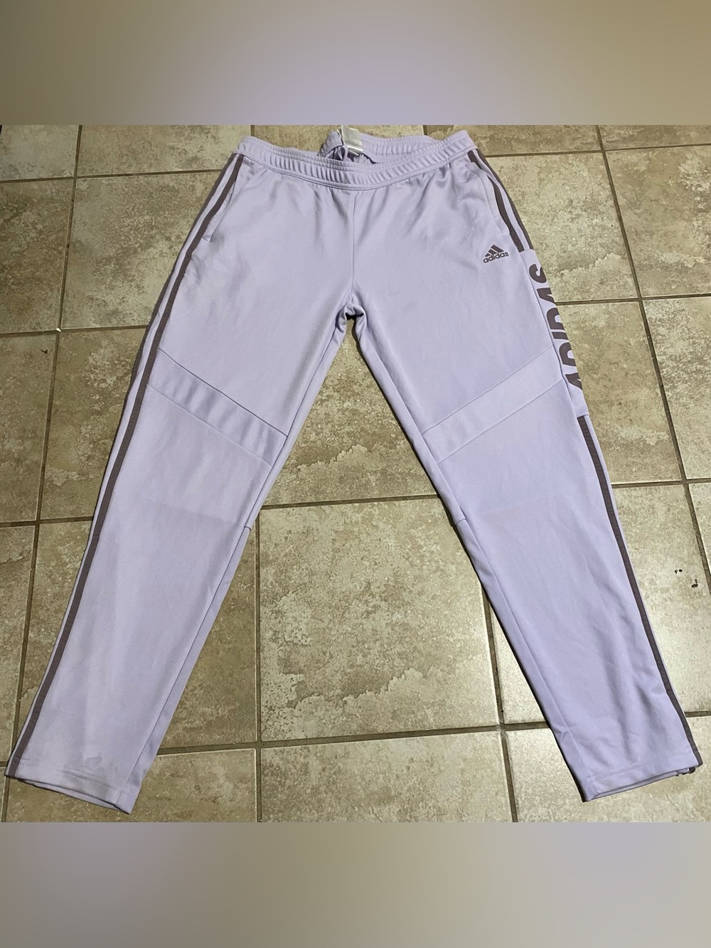 Adidas Tiro Pastel Lavender 3-Stripe Fleece Track Pants Joggers - Size XL